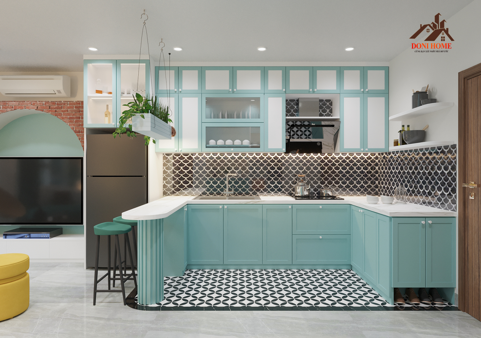 tủ bếp tân cổ